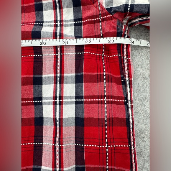 Re:Verb men’s Large Red & Black Plaid Short Sleeve 100% Cotton Button Down Shirt - Picture 6 of 7